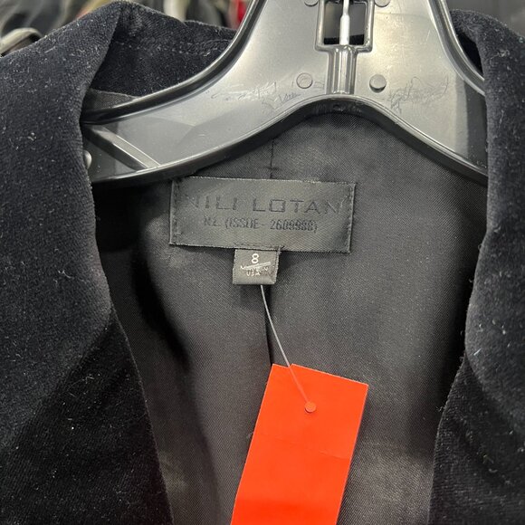 $1250 Nili Lotan Black Velvet Blazer Cotton Single-Breasted Jacket size 8 - Picture 7 of 9